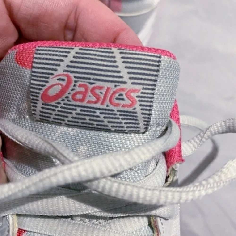 ASICS Patriot 10 Athletic Shoes Pink Grey White Sneakers Girl's 3.5 Amplifoam